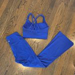 Lululemon Set Flare Leggings 30" & Energy Ribbed Bra Psychic Blue EUC Photo 1