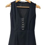 Pretty Little Thing  Dress Shape Black Crepe Eyelet Detail Midi Size 2 Women PLT Photo 2