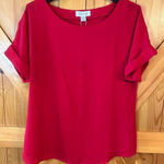 Charlie Paige  Women’s Cap Sleeve Blouse Red Semi Sheer NWT Size Medium (5449) Photo 0