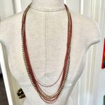 Gold tone orange multi strand chain necklace Photo 0