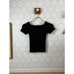 Sandro Paris Black Cropped White Trim Ribbed Top - Size - XS Photo 1