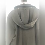 Gallery  woman's black trench‎ coat with hood  size Medium Photo 5