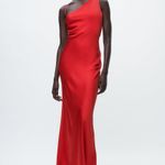 ZARA red midi dress satin party wedding coctail shower night out Photo 5