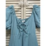 Jopna Blue Midi Short Puff Sleeves Dress Size M‎ Smocked Back Tie Front Lined Size M Photo 1