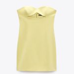ZARA Bodycon Strapless Mini Lemon Party Coctail Shower Bridal 🍋Dress Photo 28