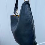 Coach Pebbled Leather Duffle Shoulder Bag 50115 Twist Lock Blue Hobo Crossbody L Photo 4