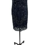 Theia Sequin Sheath‎ Dress Embellished Beaded Sleeveless Navy Blue Size US 4 Photo 3