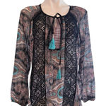 Anthropologie  Meadow Rue Giada Long Sleeve Crochet Detail Blouse Size L Photo 0