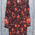 Old Navy Boho Peasant  Ladies M Black Floral Tunic Pintuck Blouse Top Tie Neck Photo 0