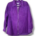 Vintage JL PLUM Y2K Royal Purple Corduroy Collar Zipper Cotton Shirt Jacket XL Photo 0