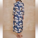 J MCLAUGHLIN Kahlo Silk Blend Belted Shirt Midi Dress Blue Imperial Toile Small Photo 1