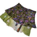 Kariza Purple & Green Floral Design Silk Wrap Skirt Women One Size Ruffle Detail Photo 2