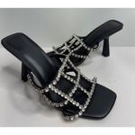 Open Edit Sandals Size 7 Black Open Toe Sparkling Crystals Lightweight Photo 4
