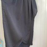 Entro Black Satin Bubble Puff Sleeves Faux Wrap Dress High Low Hem Belt‎ Midi S Photo 8