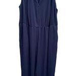 Eloquii  Wide Leg Sleeveless V Neck Jumpsuit Plus Size Navy Blue One Piece Sz 22 Photo 0