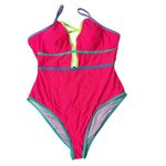 Popvil Multicolored Bandage Design No Vacation One Piece Swimsuit Size XL NWT Pink Photo 1