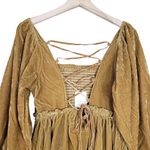 Free People Womens XS Daphne Velvet Long Sleeve Minidress in Yellow Gold NEW Photo 4