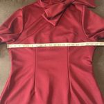 Women’s Burgundy Midi Dress Mock Neck Long Sleeves Bow Detail Size XXL Red Photo 7