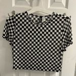 Divided  By H&M Black & White Semi Sheer Gingham Plaid Checkered Top Sz L Photo 4
