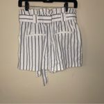 ZARA  Navy and White Striped Paperbag Shorts Size Medium Photo 6