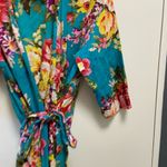 Sandy Waters women’s floral gorgeous turquoise kimono robe size medium large Pink Photo 1