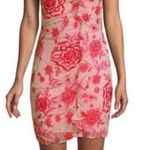 Parker NWT  embroidered floral ruffle mini dress Sz L pink Photo 0