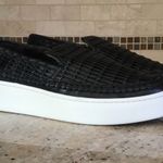 Vince  Stafford Black Leather woven leather Slip On Platform Shoes size 9 Photo 1
