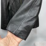 Vintage Mossimo Black Quilted Leather S Jacket Diamond pattern zip up red lining Photo 10