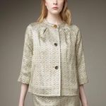 Kate Spade Metallic Gold/Black Tweed Three Button Blazer Jacket Size Small Photo 10