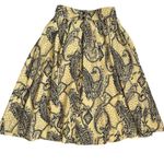 Vintage Mondi Paisley Lemon Chiffon Yellow Yoke Waist Full Midi Skirt Size M Photo 2