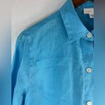 J. Jill Love Linen XS Linen Button Down Shirt in Turquoise Blue Photo 2