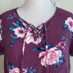 Pink Rose large floral lace up top Photo 1