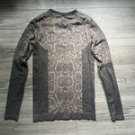 Varley  Brown Bodycon Snakeskin Print Long Sleeve Active Yoga Run Top Size M Photo 1