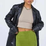 Princess Polly  Faux Croc Leather Blazer‎ Coat Women’s Size 4 Black Jacket Photo 0