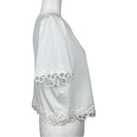 Forever 21 Women’s White Floral Embroidered-Trim Tee Size M Photo 5