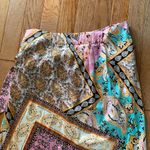 pink and yellow patterned paisley floral wrap silk midi skirt Size M Photo 9