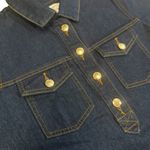 Loft  Collared Indigo Denim Dark Wash Dress Button Up Small Petites with Pockets Photo 2