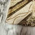 Vintage Cream Gold Leather Patchwork Crossbody Clutch Purse 80s Glam Mob Wife Photo 6