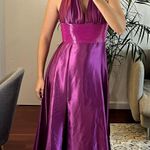 Jovani  maxi gown dress pink embroidered size 4 cross back V-neck Photo 1