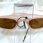 Retro Pink Horn Rimmed Sunglasses Semi Sheer Pink Frames Mod 50’s Cat Eye Photo 0