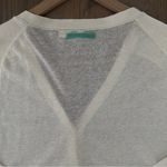 Anthropologie Moth  V-Neck Linen Blend Cardigan Sweater in Cream Size Small Photo 7