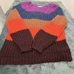 American Eagle Women’s  Striped Open Weave V-Neck Sweater Medium Retro Photo 7