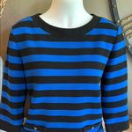 Karl Lagerfeld Vintage Royal Blue & Black Stripe Knit Crewneck Top Size Small Photo 2
