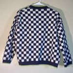 NWT Japanese Checker Box Button Down Sweater Size Medium Cream Grey & Lime Green Photo 1