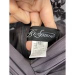 La Femme Gunmetal Gray Ruched Twist Column Formal Gown Photo 7