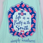 Simply Southern Teal Tank Top Life is a Party in the South Size S Photo 4
