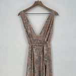 Lovers + Friends  Wrap Maxi Dress Womens 4 Beige Floral Plunge‎ Double V Neck Photo 11