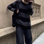 ZARA Striped Black and Gray Women's Sweater Photo 3