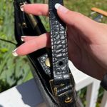 Etienne Aigner Croc Embossed Leather Black Shoulder Bag Photo 6