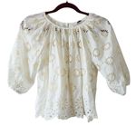 Madewell Floral Eyelet Embroidered Shirred Puff Sleeves Ivory Women’s Size XS Photo 1